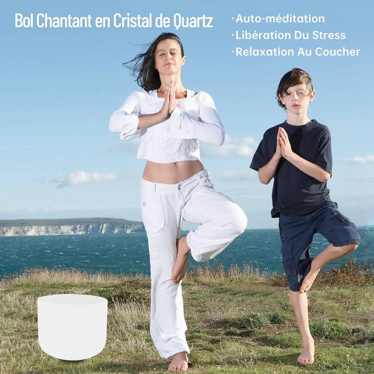 Frosted Quartz Crystal Singing Bowls, Tibetan Singing Meditation Bowl with O Ring and Mallet 432-440Hz for Meditation Healing