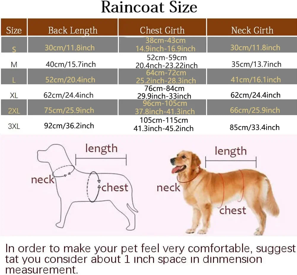 Pet Hooded Raincoat For Dogs Cape Style Reflective Waterproof Coat