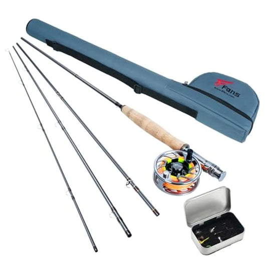 8Fans Portable Fly Rod and Reel Combo 4 Section Starter Package