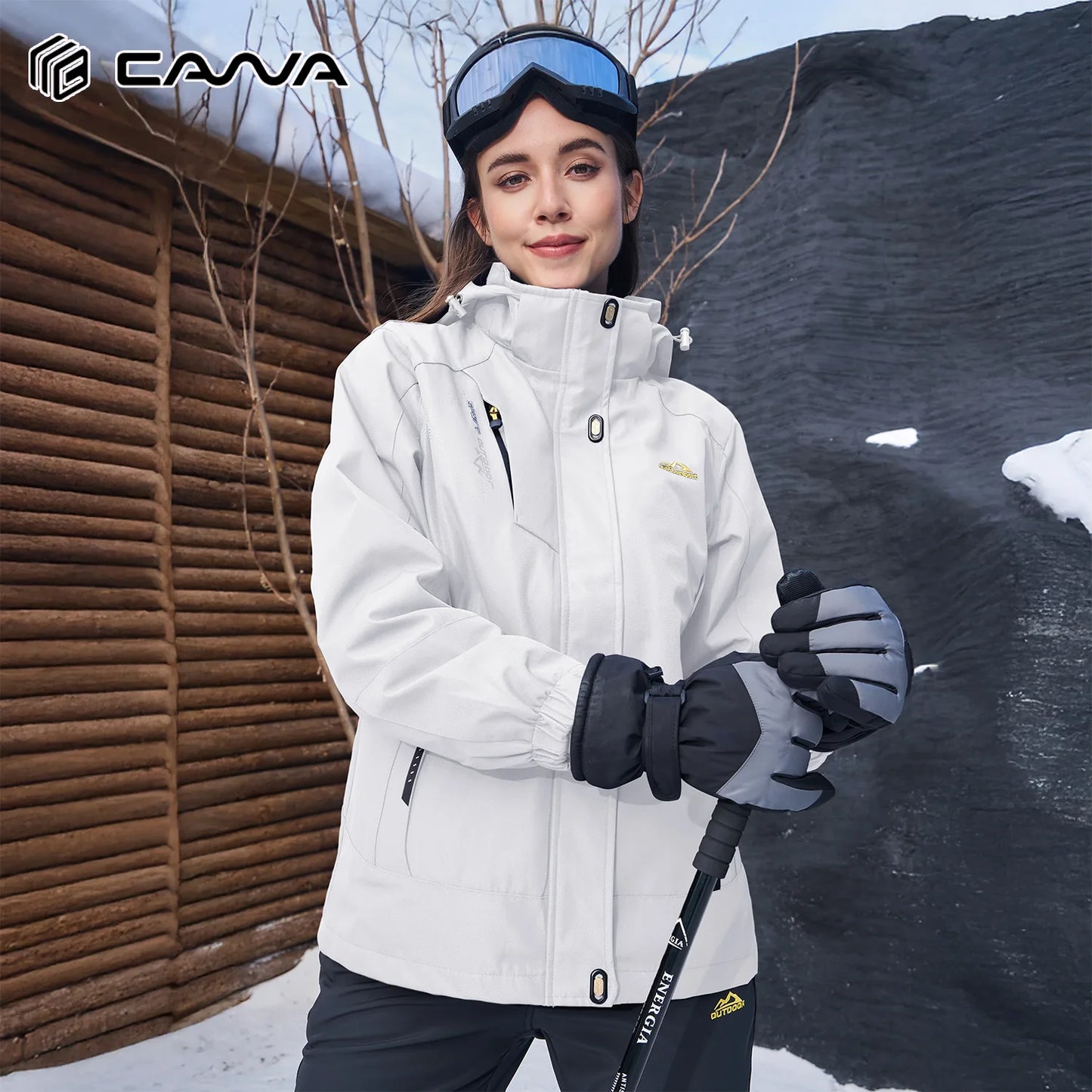 Women's 3 In 1 Waterproof Windproof Fleece Ski Snowboard Jacket Hooded Parka