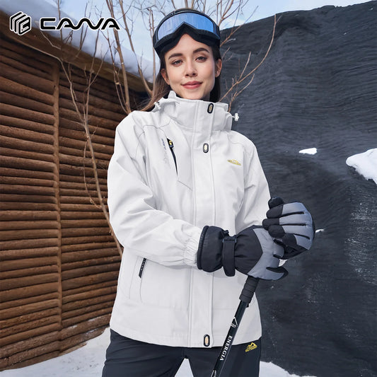 Women's 3 In 1 Waterproof Windproof Fleece Ski Snowboard Jacket Hooded Parka