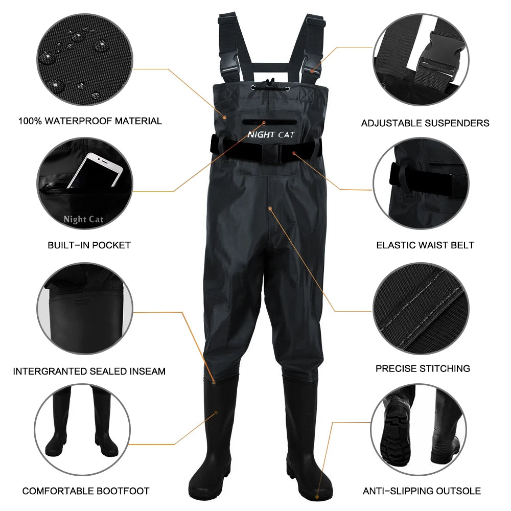 Men's Waterproof Chest Waders Nylon Breathable For Fishing And Hunting