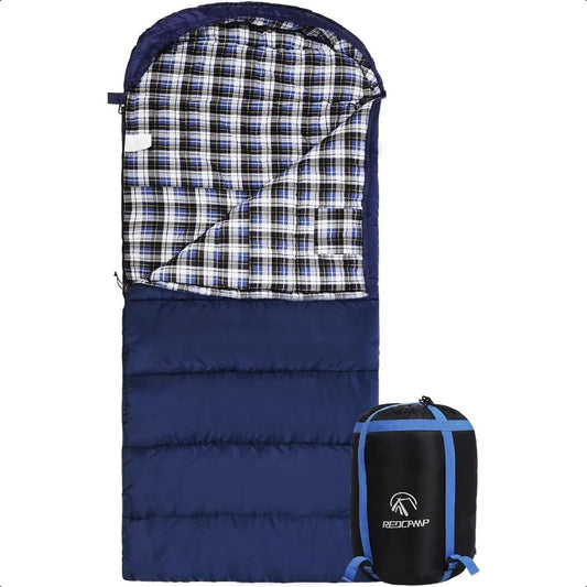 Flannel Sleeping Bag For Adults With Detachable Hood Cotton