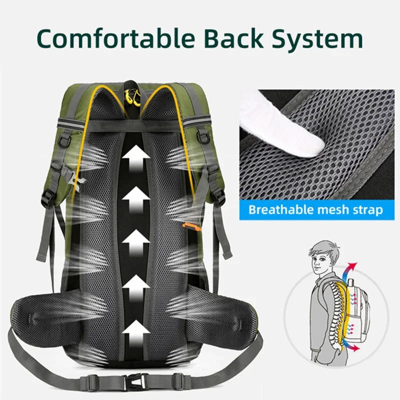 50L Travel Backpack Waterproof Hiking Camping Bag Unisex Outdoor Gear