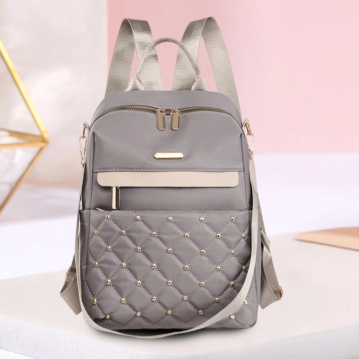 Stylish Quilted Tote Bag For Women With Adjustable Shoulder Strap For Work Travel School And Outdoor Activities