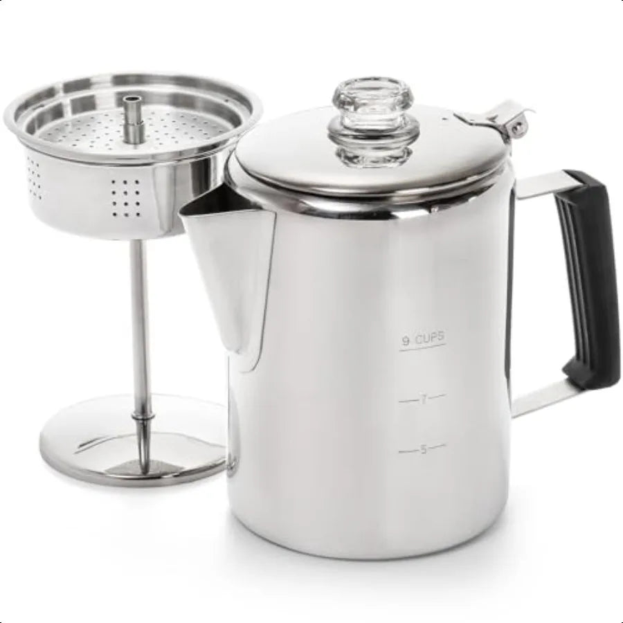 Stainless Steel Camping Coffee Pot Outdoor Durable Stove Top Brew Coffee Maker For Group Camping And Hiking