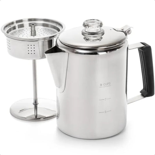 Stainless Steel Camping Coffee Pot Outdoor Durable Stove Top Brew Coffee Maker For Group Camping And Hiking