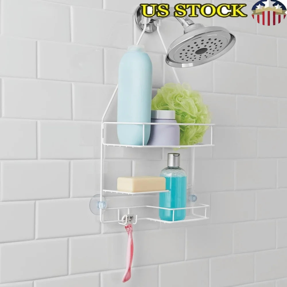 Over Shower Caddy With 2 Shelves Soap Tray And Hooks Rust Resistant Bathroom Storage Solution For Shower Essentials