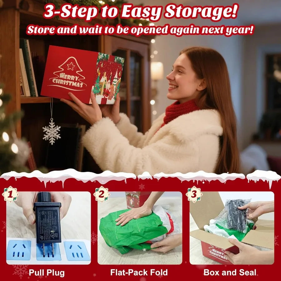 5ft Christmas Inflatable Santa Outdoor Decoration With Gift Bag And LED Lights