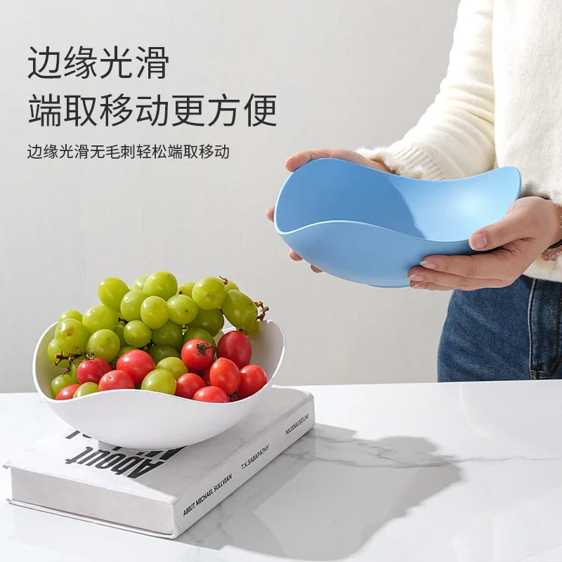 Plastic Dining Plate Fruit Tray Imitation Wood Grain For Snacks And Picnics