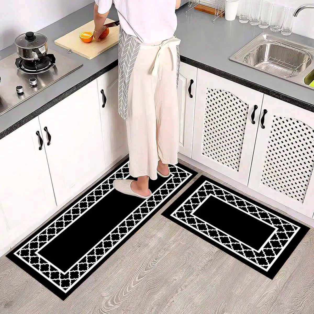 Anti Slip Anti Oil Kitchen Mat Minimalist Rectangle Waterproof Dirt Resistant Carpet For Living Room And Bedroom