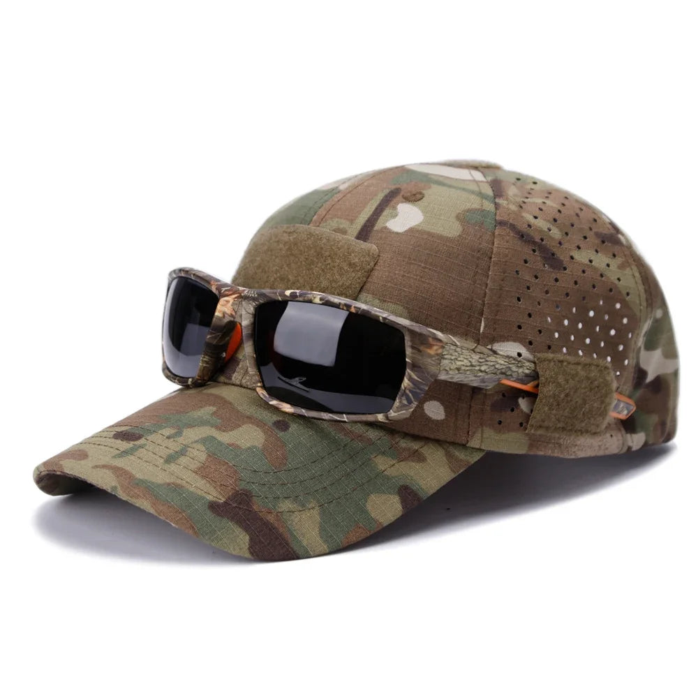 Men Camouflage Baseball Cap Sun Protection Velcro For Hiking