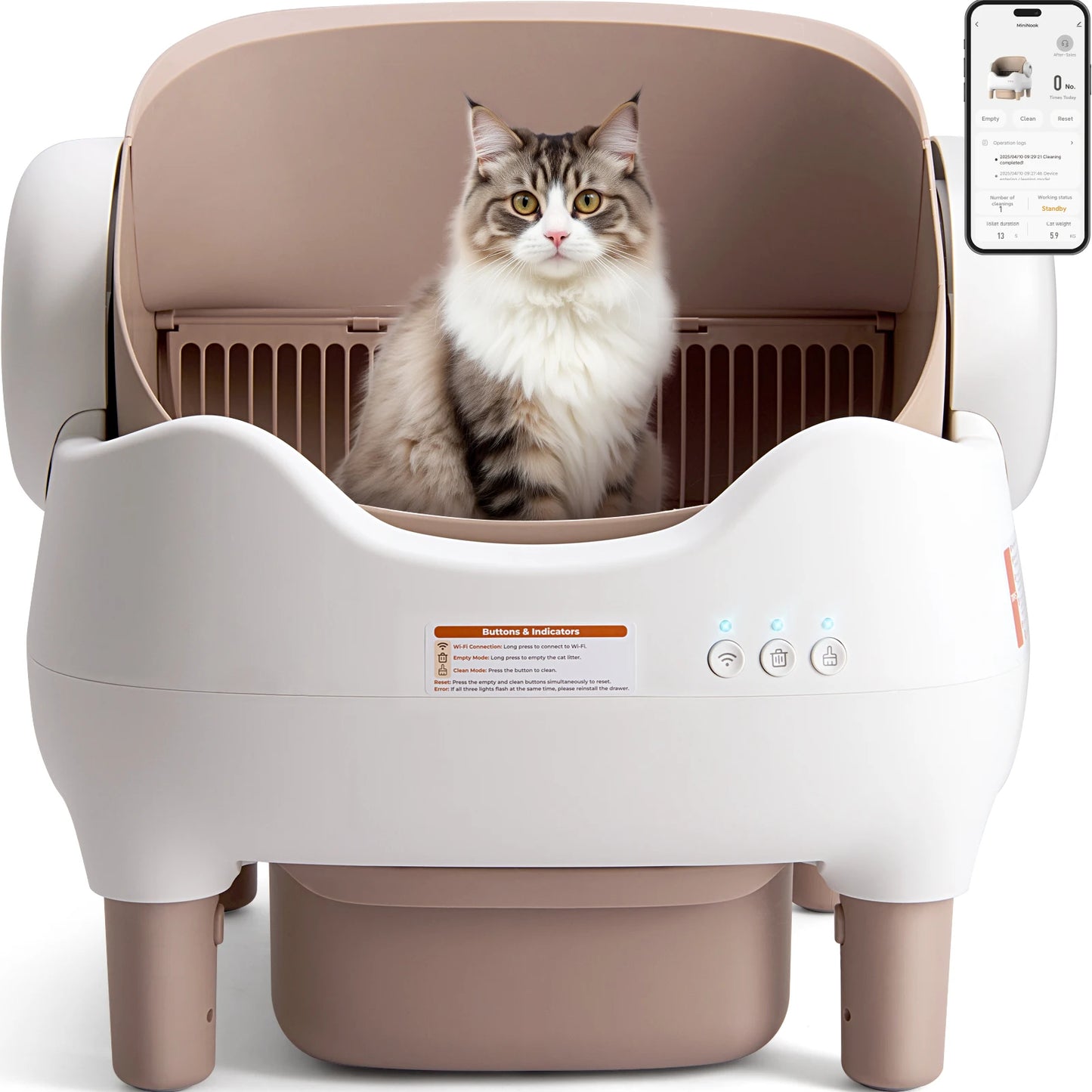Self Cleaning Litter Box Auto Cat App Odor Free Open Top