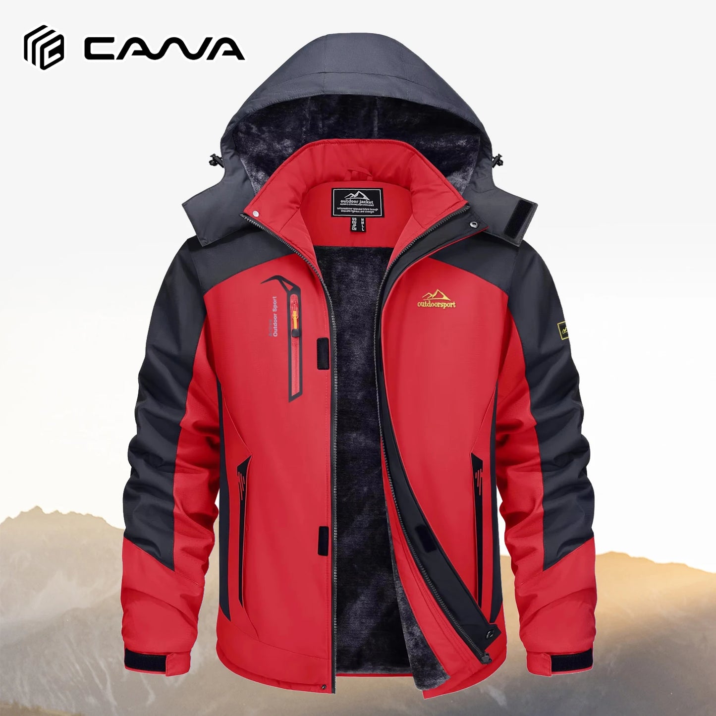Men's Water Resistant Winter Ski Jacket Parka With Hood And Warm Fleece