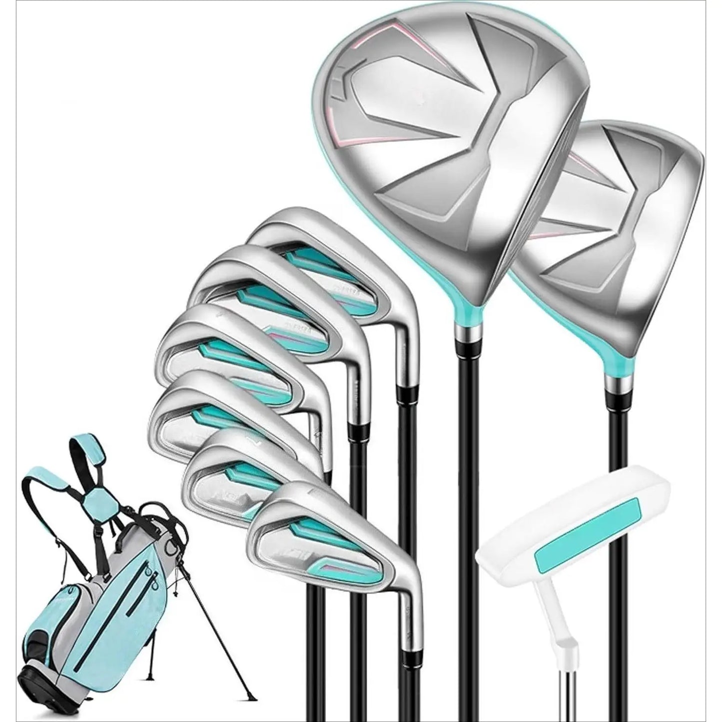 Women's Oversea 9/12 Pieces Complete Golf Club Set with High-Strength Thin Face Design 460cc Driver