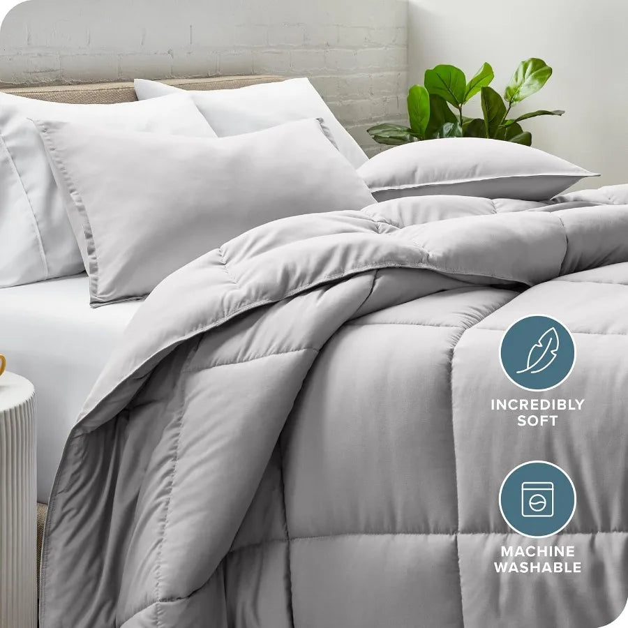 Queen Size UltraSoft Goose Down Alternative Comforter Set Coral Fleece Fabric