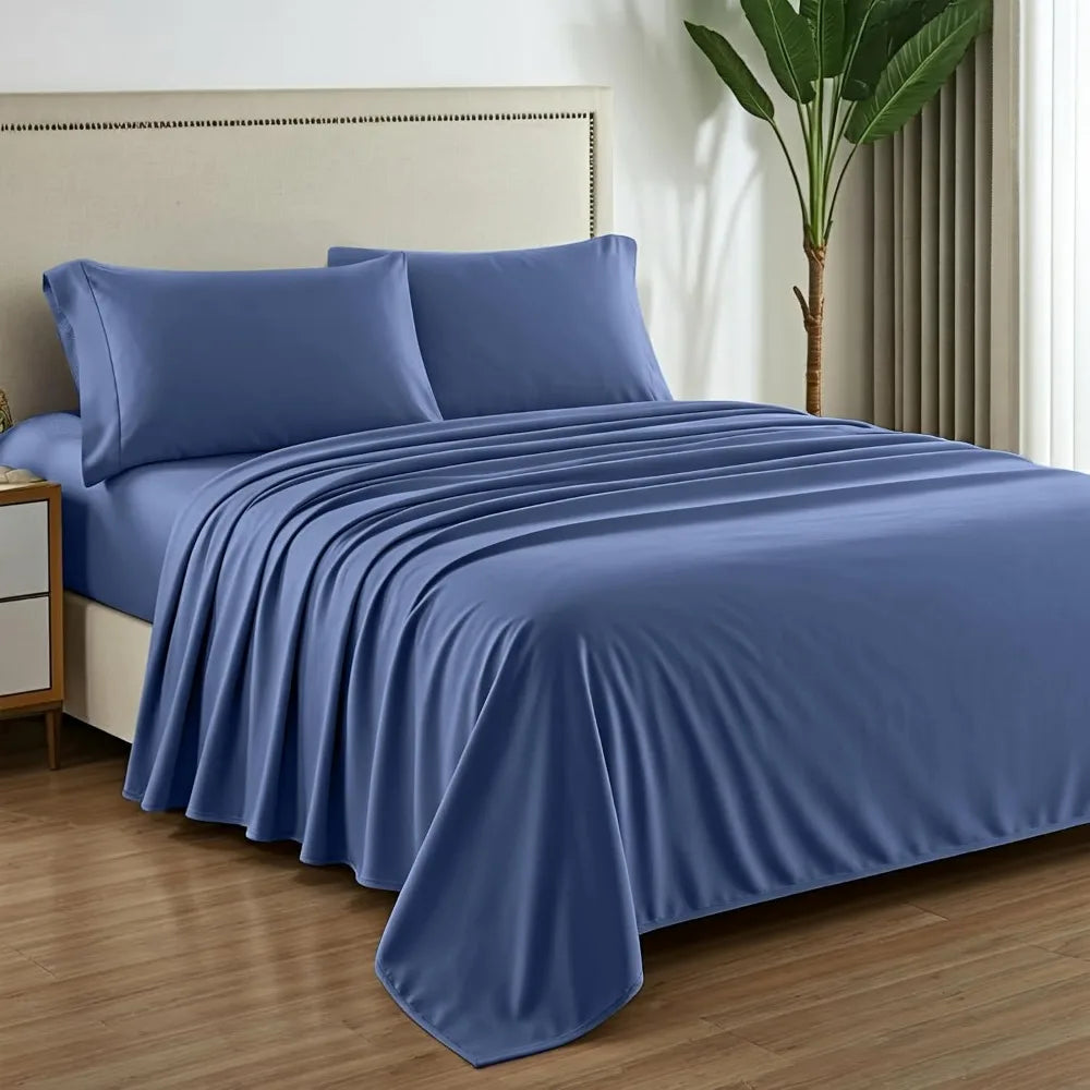 Mayfair Linen 100% Egyptian Cotton Sheets Queen Size - 1000 High Thread Count Sheets, 4 PC Luxury Hotel King Size Sheet Set, 16