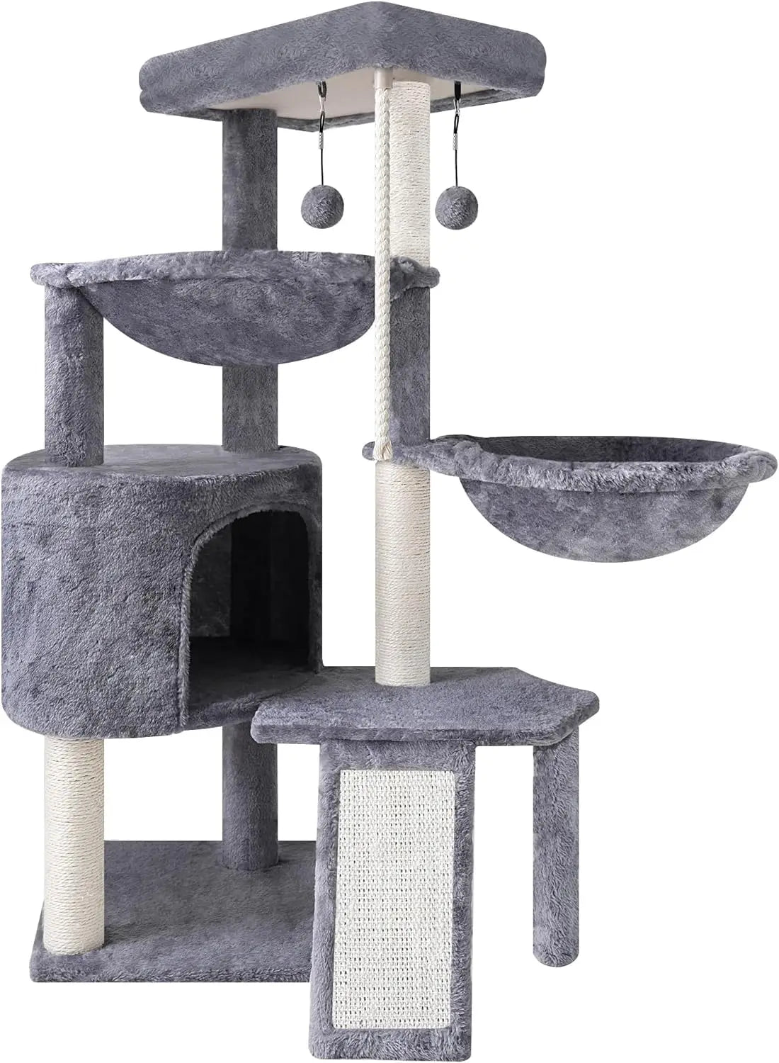 Xin Three Layer Cat Tree With Cat Condo And Two Hammocks Grey