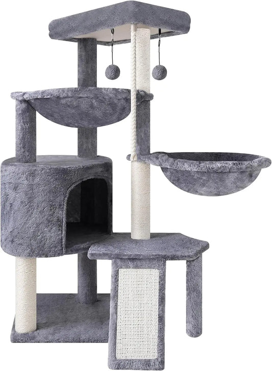Xin Three Layer Cat Tree With Cat Condo And Two Hammocks Grey