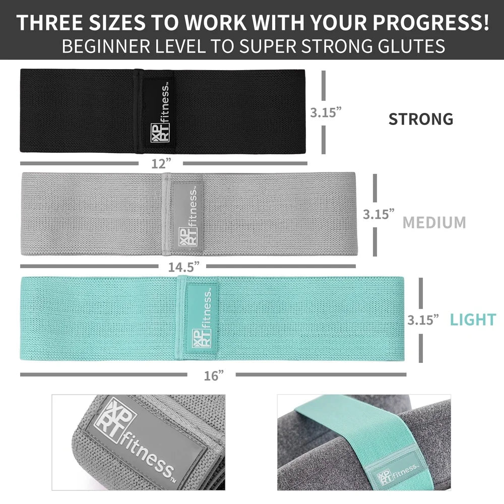 Resistance Bands Set of 3 Anti Slip Booty Bands With Pouch