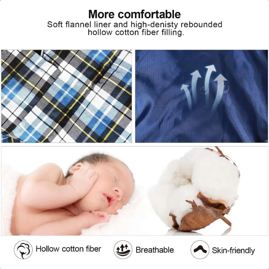 Flannel Sleeping Bag For Adults With Detachable Hood Cotton