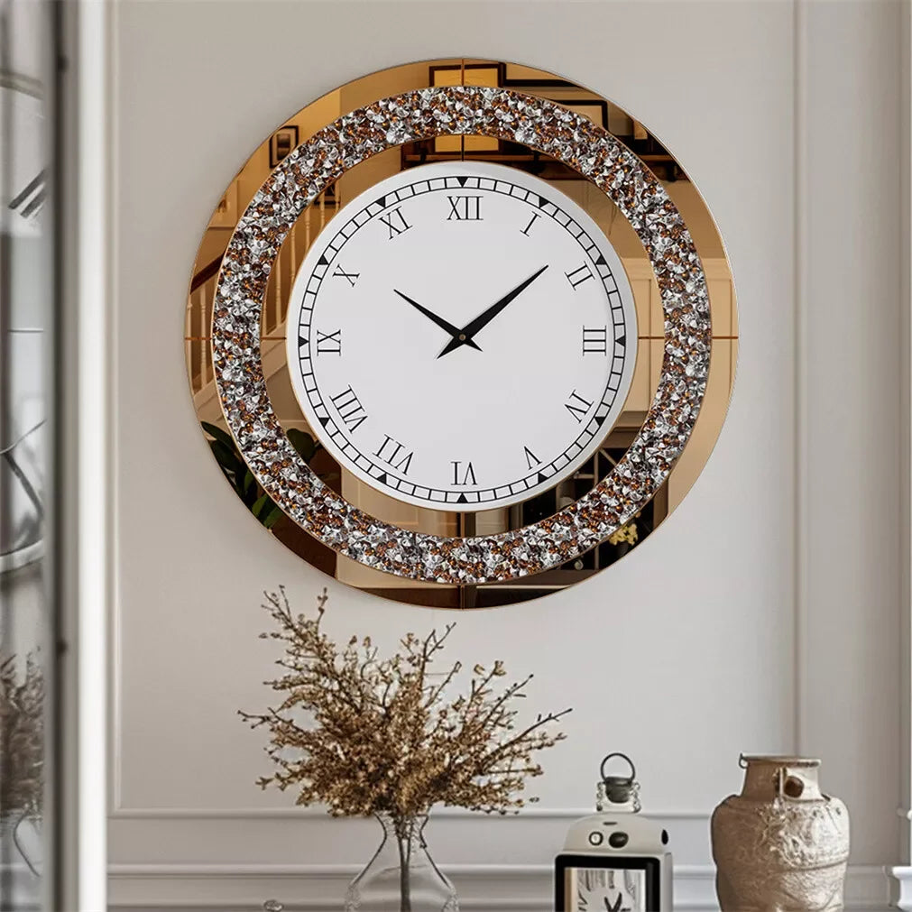 Luvodi 32 Inch Modern 3D Wall Clock Diamond Roman Numerals