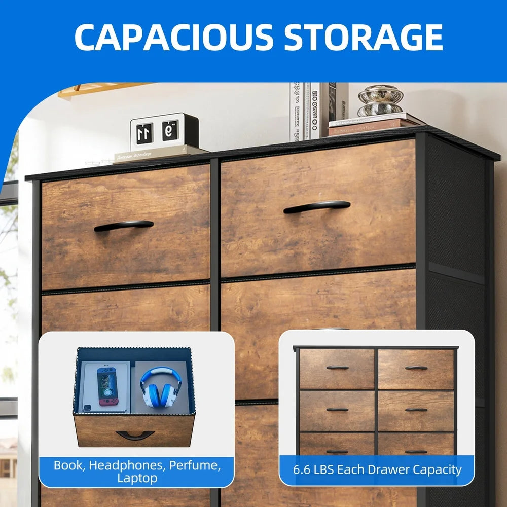 10 Drawer Fabric Dresser With Metal Frame For Closet