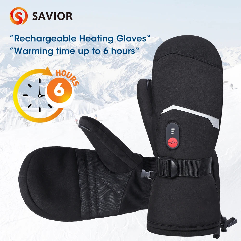 Waterproof Winter Gloves With Crab Finger Heating For Snowboard Skiing Cycling