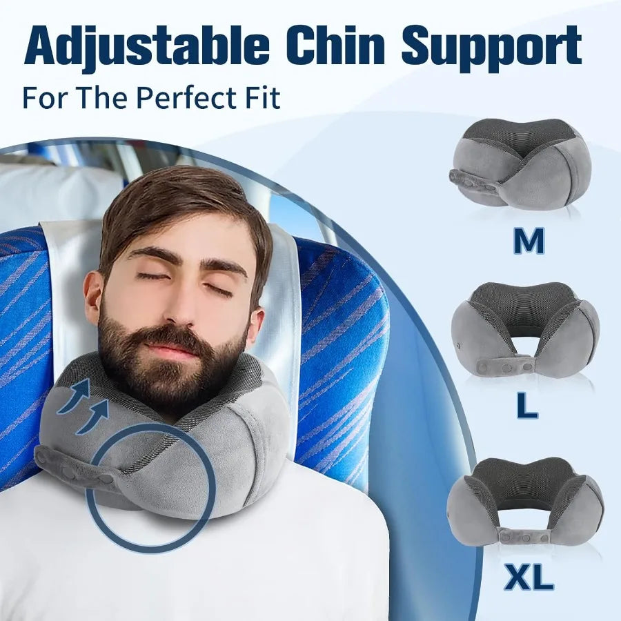 Memory Foam Travel Neck Pillow With Adjustable Design Portable Plane Accessory For Comfort